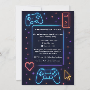 Invitation Fête d'anniversaire sur le thème de l'Arcade Gamer