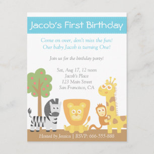 Invitation Fête d'anniversaire sur le thème des animaux de sa