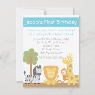 Invitation Fête d'anniversaire sur le thème des animaux de sa