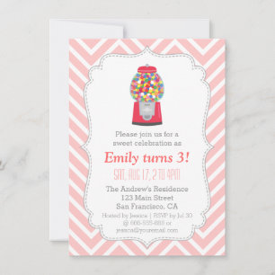 Invitation Fête d'anniversaire sur le thème des bonbons de di