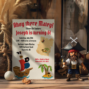 Invitation Fête d'anniversaire sur le thème des pirates