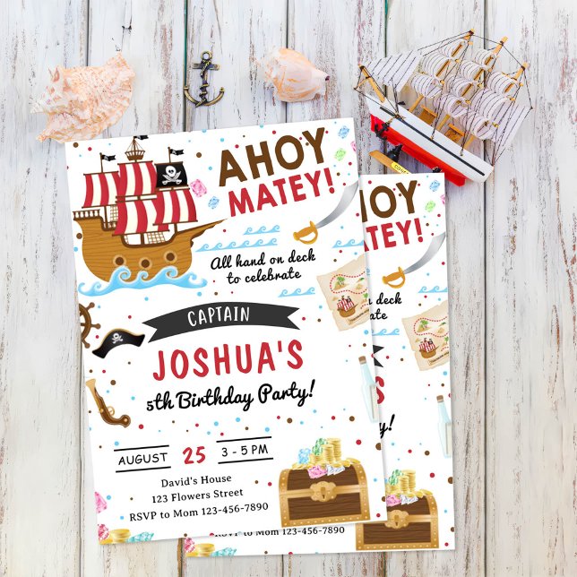 Invitation Fête d'anniversaire sur le thème des pirates (Créateur téléchargé)