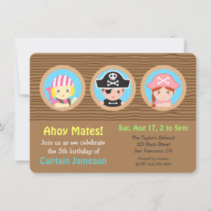 Invitation Fête d'anniversaire sur le thème des pirates amusa
