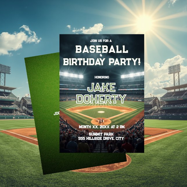 Invitation Fête d'anniversaire sur le thème du baseball (Baseball Theme Birthday Party Invitation)