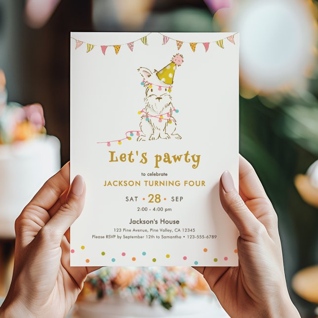 Invitation Fête d'anniversaire sur le thème du chien pour les (Créateur téléchargé)