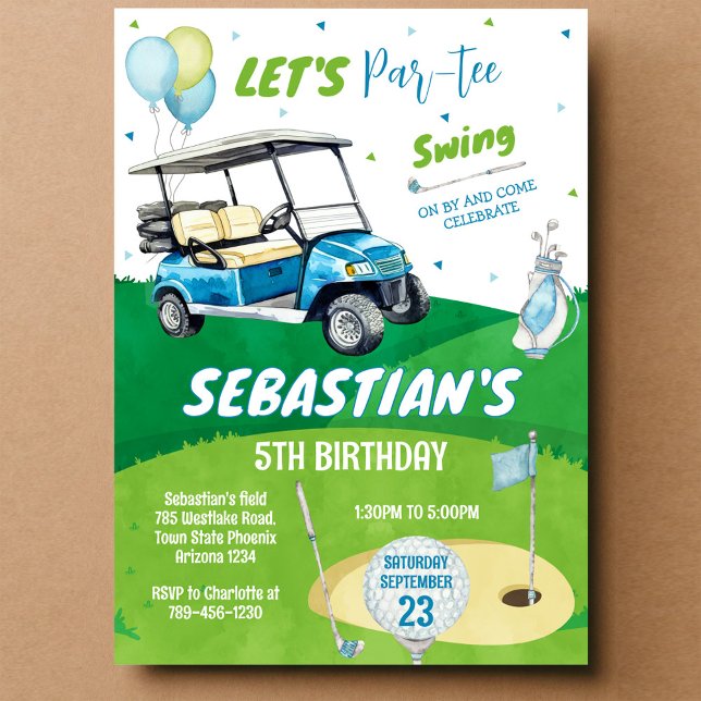 Invitation Fête d'anniversaire sur le thème du golf (Créateur téléchargé)