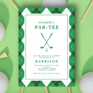 Invitation Fête d'anniversaire sur le thème du golf Moderne P