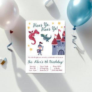 Invitation Fête d'anniversaire sur le thème du noble chevalie