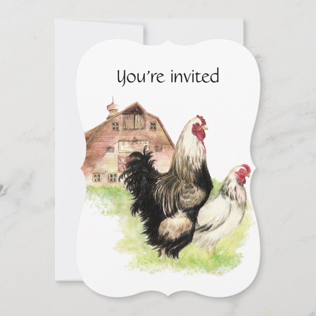 Invitation Fête d'anniversaire sur mesure ferme de poulet (Devant)