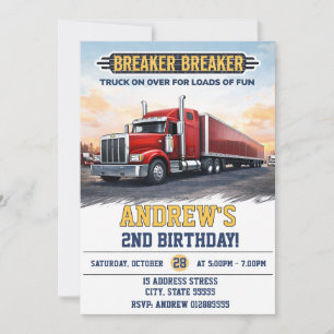Invitation Fête d'anniversaire sur mesure pour un semi-remorq