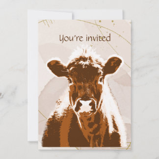 Invitation Fête d'anniversaire sur mesure Vache Brown ferme a