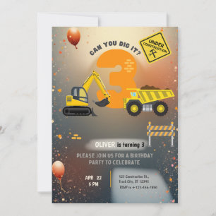 Invitation Fête d'anniversaire sur un chantier de constructio