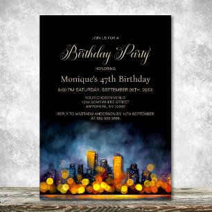 Invitation Fête d'anniversaire sur un paysage urbain