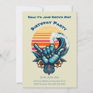 Invitation Fête d'anniversaire - Surfer une grosse vague - Si