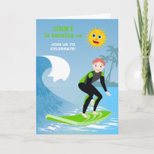 Invitation Fête d'anniversaire Surf's up boy