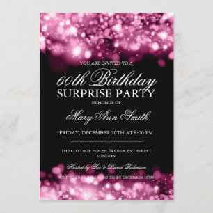 Invitation Fête d'anniversaire surprenante : lumières étincel