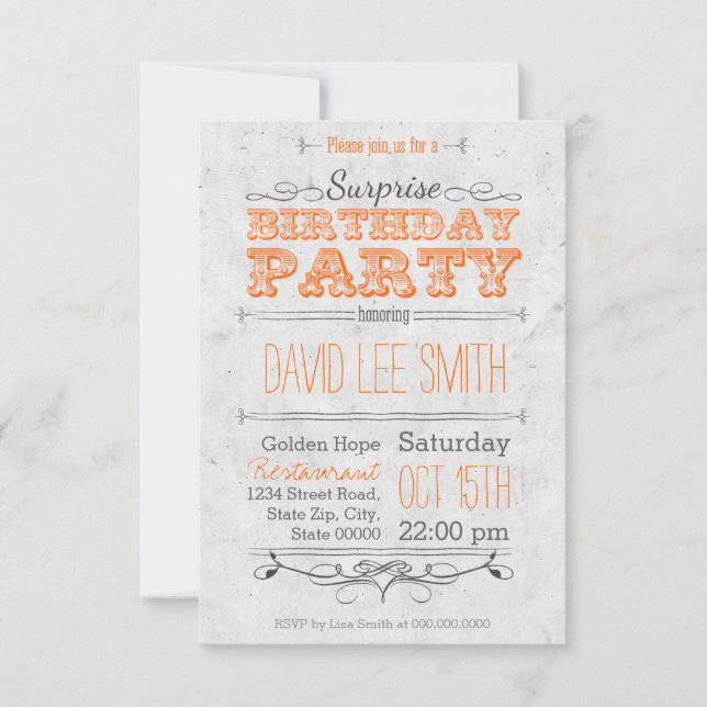Invitation Fête d'anniversaire surprise (Devant)