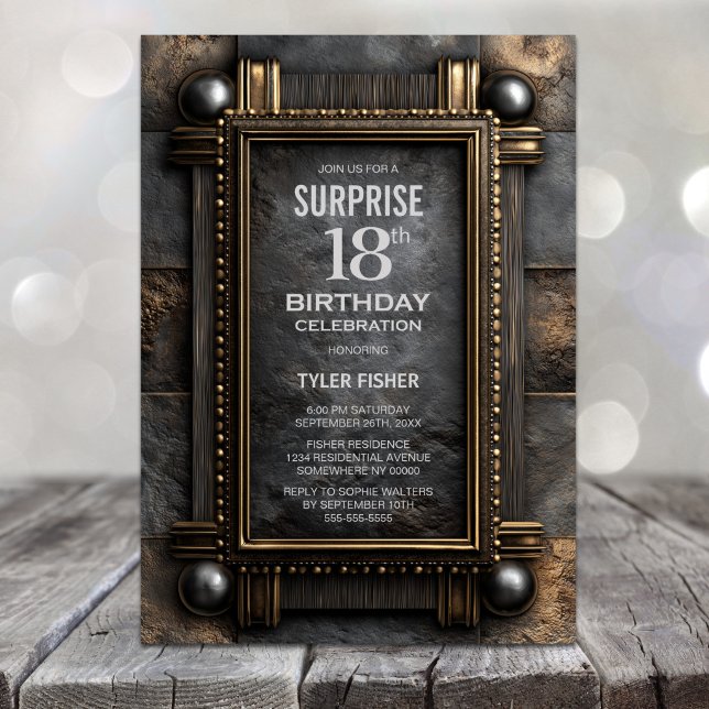 Invitation Fête d'anniversaire surprise 18 ans sur ardoise av (Créateur téléchargé)