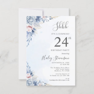 Invitation Fête d'anniversaire surprise 24 ans Watercolor Dus