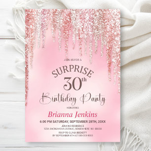 Invitation Fête d'anniversaire surprise 30 ans Paillettes Ros