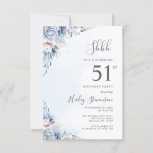 Invitation Fête d'anniversaire surprise 51 ans Watercolor Dus