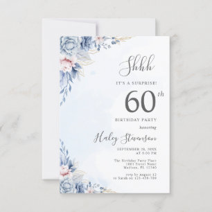 Invitation Fête d'anniversaire surprise 60 ans Watercolor Dus