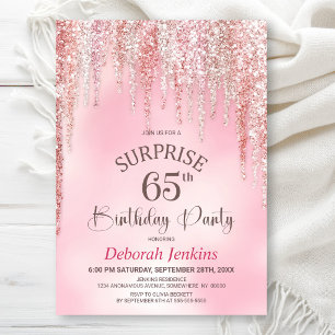 Invitation Fête d'anniversaire surprise 65 ans avec paillette