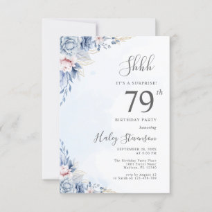 Invitation Fête d'anniversaire surprise 79 ans Watercolor Dus