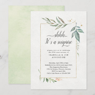 Invitation Fête d'anniversaire surprise aquarelle florale