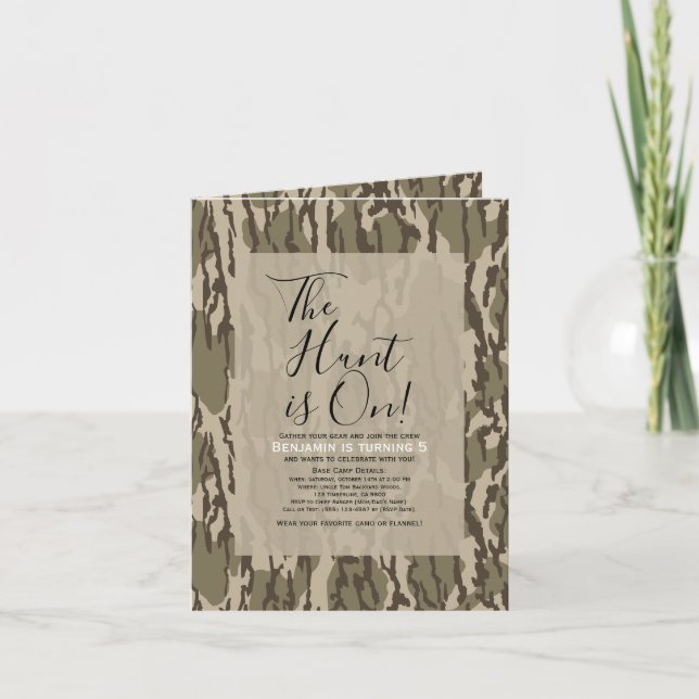 Invitation Fête d'anniversaire surprise Camo Bottom Lands (Devant)