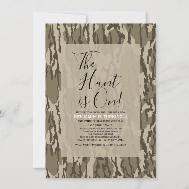 Invitation Fête d'anniversaire surprise Camo Bottom Lands (Devant)