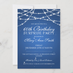 Invitation Fête d'anniversaire surprise Chaîne des étoiles Bl