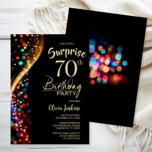 Invitation Fête d'anniversaire surprise colorée avec Bokeh po