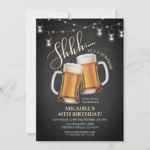 Invitation Fête d'anniversaire surprise de 40 ans Cheers & Be