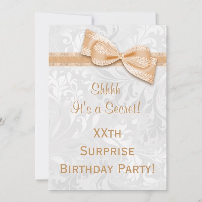 Invitation Fête d'anniversaire surprise de Damas et Ruban (Devant)