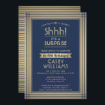 Invitation Fête d'anniversaire surprise élégante bleu marine<br><div class="desc">Pouvez-vous garder un secret ? Invitez famille et amis à une célébration d'anniversaire surprise élégante et excitante avec des invitations de fête personnalisées bleu marine et or. Tout le libellé de ce modèle est simple à personnaliser, y compris le message qui indique "Chut ! C'est une SURPRISE". Le design présente...</div>