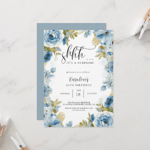 Invitation Fête d'anniversaire surprise élégante florale vint