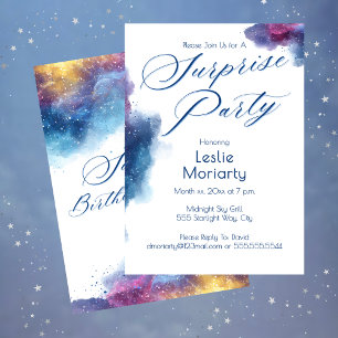 Invitation Fête d'anniversaire surprise élégante sous la lumi