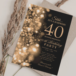 Invitation Fête d'anniversaire surprise Gold Glam 40 ans