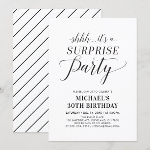 Invitation Fête d'anniversaire surprise minimaliste moderne 3