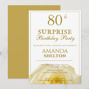 Invitation Fête d'anniversaire surprise moderne pour 80 ans a