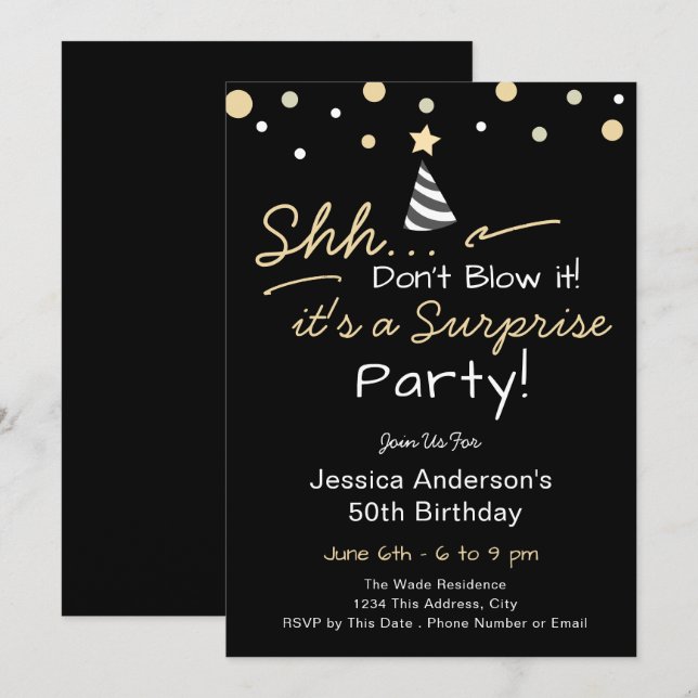 Invitation Fête d'anniversaire surprise ne grillez pas (Devant / Derrière)