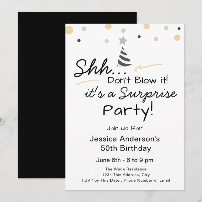 Invitation Fête d'anniversaire surprise ne grillez pas (Devant / Derrière)