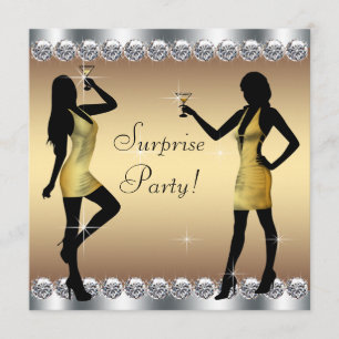 Invitation Fête d'anniversaire surprise pour femme argent et