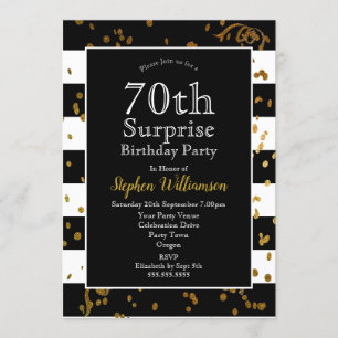 Invitation Fête d'anniversaire surprise pour les 70 ans  Noir