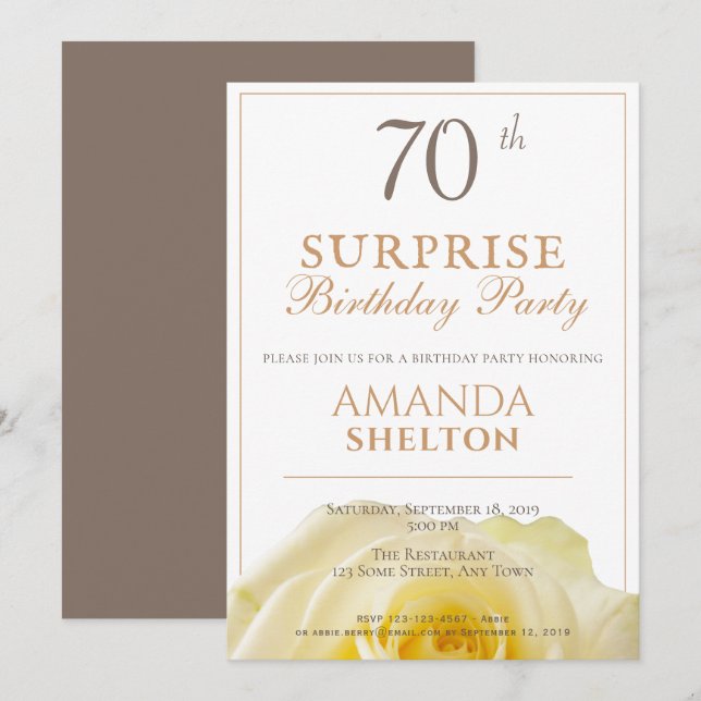 Invitation Fête d'anniversaire surprise pour les 70 ans, thèm (Devant / Derrière)