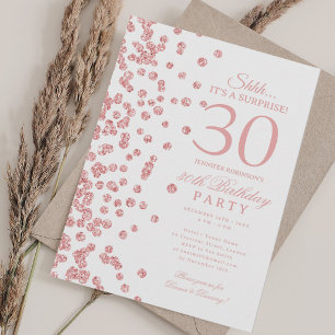 Invitation Fête d'anniversaire surprise Rose Gold Glitter 30