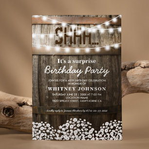 Invitation Fête d'anniversaire surprise rustique à la campagn