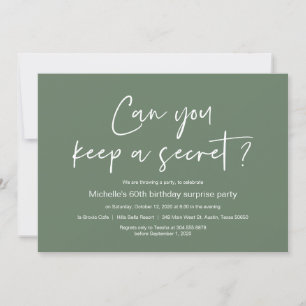 Invitation Fête d'anniversaire surprise, Sage Green