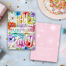 Fête d'anniversaire surprise Shh aquarelle florale